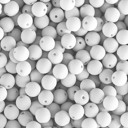 Czech Glass Beads 6mm Round Velvet White 30/Strand