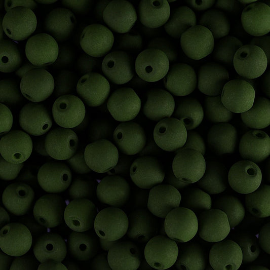 Czech Glass Beads 6mm Round Velvet Dark Green 30/Strand