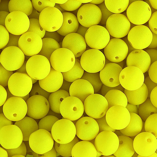 Czech Glass Beads 8mm Round Velvet Neon Yellow 23/Strand