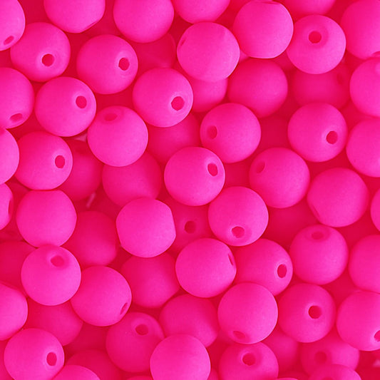 Czech Glass Beads 8mm Round Velvet Neon Pink 23/Strand