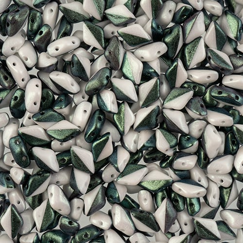 Matubo Czech Gemduo Beads Polychrome Mint Chocolate Cream 13g