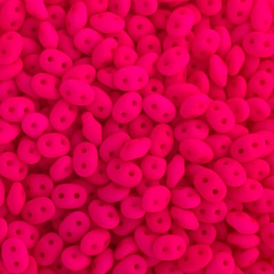 Matubo Czech Superduo Beads Alabaster Pink Neon 22g