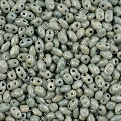 Matubo Czech Miniduo Beads Chalk Green Luster 13g
