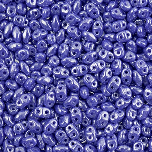 Matubo Czech Miniduo Beads Blue White Luster 13g
