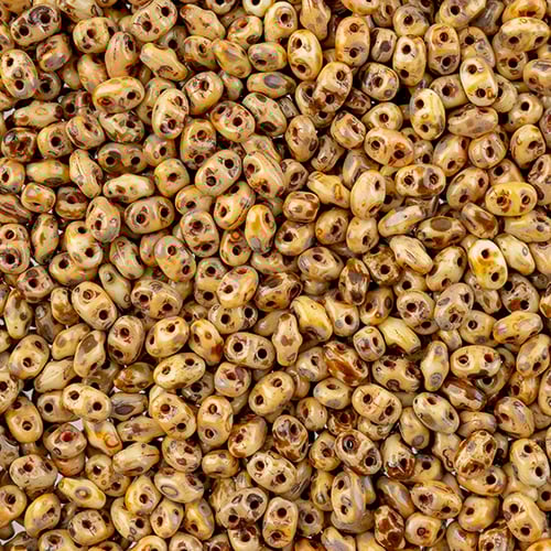 Matubo Czech Miniduo Beads Chalk Travertine Dark 13g