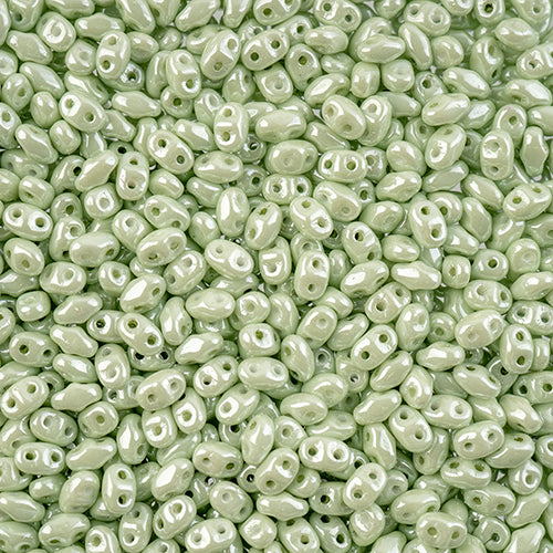Matubo Czech Miniduo Beads Chalk Light Green Luster 13g
