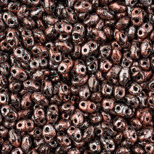 Matubo Czech Miniduo Beads Jet Tweedy Red 13g