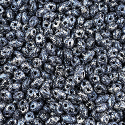 Matubo Czech Miniduo Beads Jet Tweedy Blue 13g