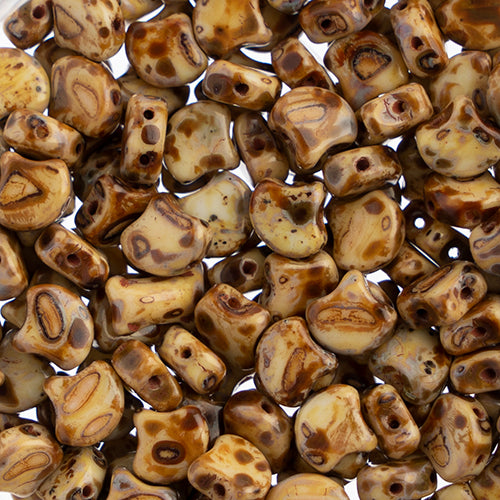 Matubo Czech Ginko Beads Chalk Travertine Dark 12g