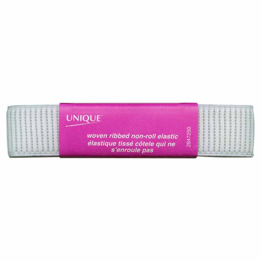 Woven Ribbed Elastic 1 inch x 0.9m - White