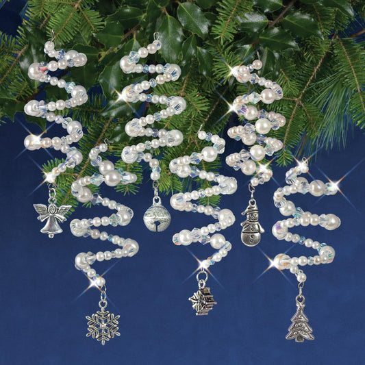Solid Oak Nostalgic Christmas kit featuring Beaded silver charmers ornaments
