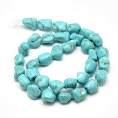 10-15mm Turquoise Nugget (Synthetic/Dyed) Beads 35/Strand
