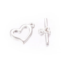 15x19mm Silver Heart Toggle Clasp 5/pk