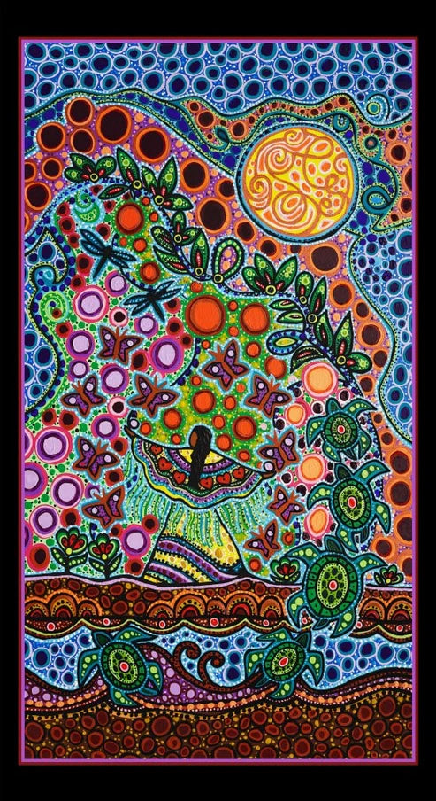 Cotton Fabric Hand Beaded Floral #39000 Black - 24" Panel