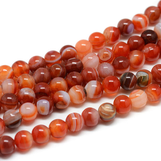 6mm Agate Rayé Orange (Naturel/Teint) Perles 15-16" Brin