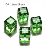 K9 Glass Cube Beads 8mm Lime Green 10/pk
