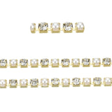 Metal 2mm Gold Pearl & Rhinestone Banding by the Yard
