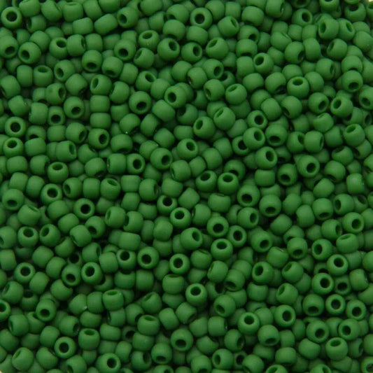 15/0 Toho Seed Beads #47HF Opaque Frosted Pine Green 8-9g Vial