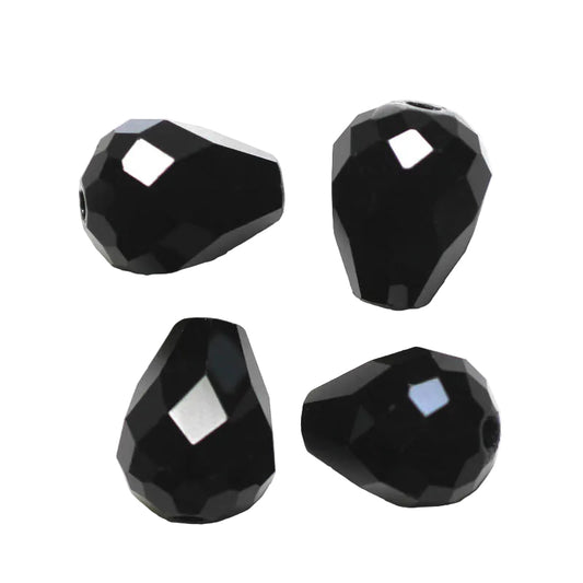 K9 Glass Teardrop Beads 10x8mm Jet Black 10/pk