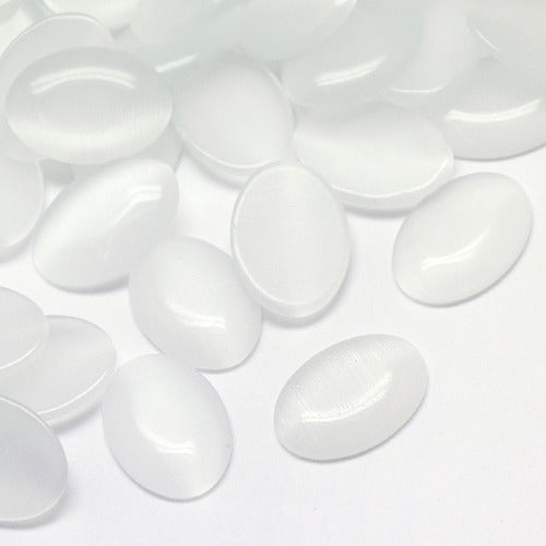 Cat Eye Cabochons, Oval 18x13mm White 10/pk