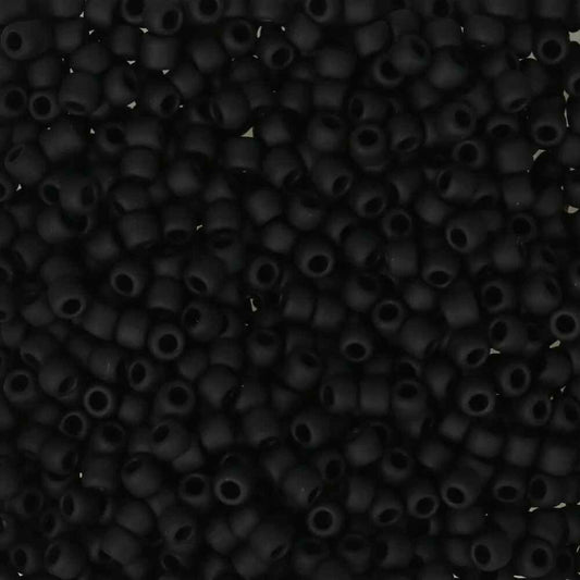 11/0 Toho Seed Beads #49F Opaque Frosted Jet 250g Bag