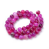 10mm Agate Rayé Fuchsia (Naturel/Teint) Perles 15-16" Brin