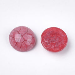 16mm Glitter Crackle Red Round Cabochons 10/pk