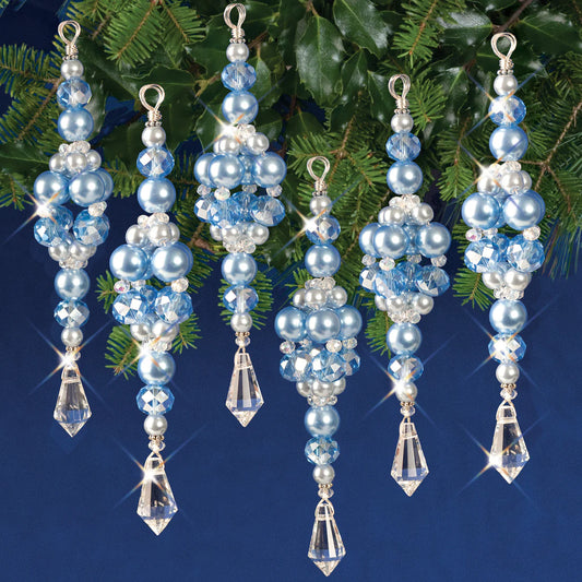 Solid Oak Nostalgic Christmas kit featuring Beaded blue ice drops ornaments