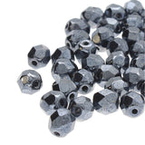 Fire Polished 8mm Round Jet Hematite 20/Strand