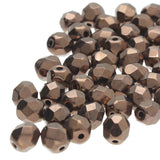 Fire Polished 8mm Round Jet Bronze 20/Strand