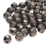 Fire Polished 8mm Round Jet Copper 20/Strand