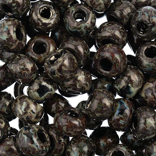 2/0 Czech Seed Beads #103 Op Travertine Black 20g