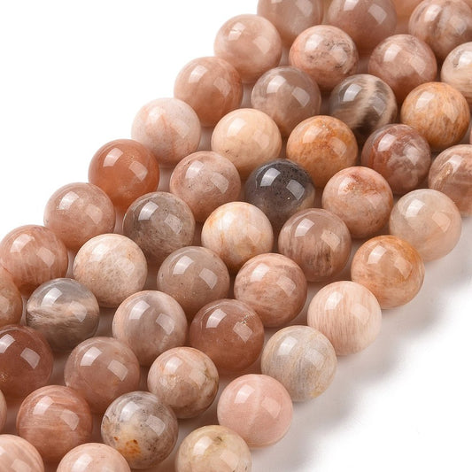Moonstone & Sunstone Beads 8.5mm Round (Natural) 15-16" Strand
