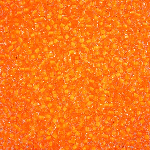 8/0 Czech Seed Beads #01516V Colour Lined Neon Orange 22g