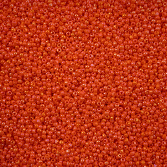 11/0 Czech Cut Seed Beads #37087 Opaque Orange Rainbow 13g