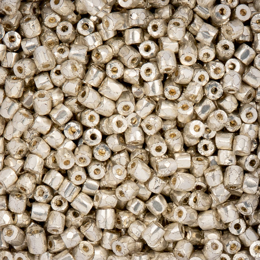 9/0 Czech 3-Cut Seed Beads Opaque Silver Terra Metallic Dyed 13g