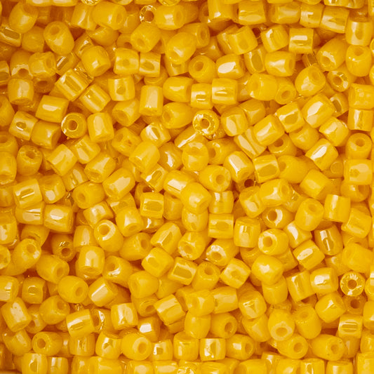 9/0 Czech 3-Cut Seed Beads Opaque Golden Yellow Luster 13g