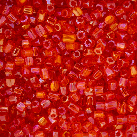 9/0 Czech 3-Cut Seed Beads Transparent Orange Luster 13g