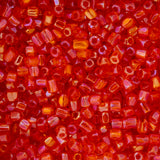 9/0 Czech 3-Cut Seed Beads Transparent Orange Luster 13g