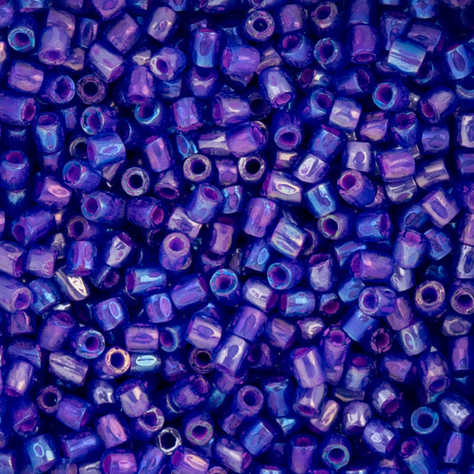 9/0 Czech 3-Cut Seed Beads Tr Sapphire/ Pink Lined Rainbow 13g