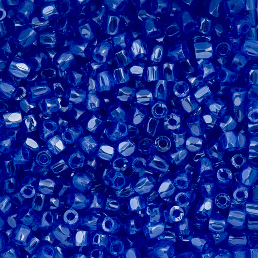 9/0 Czech 3-Cut Seed Beads Transparent Blue Luster 13g