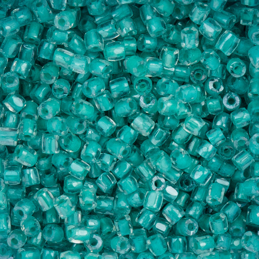 9/0 Czech 3-Cut Seed Beads Transparent Crystal Green C/L 13g