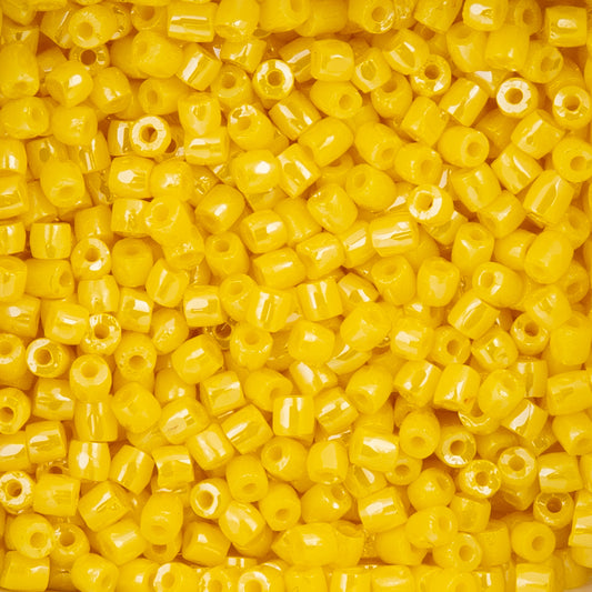 9/0 Czech 3-Cut Seed Beads Opaque Yellow Luster 13g
