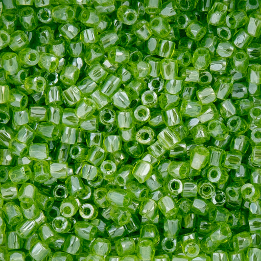 9/0 Czech 3-Cut Seed Beads Transparent Light Green Luster 13g