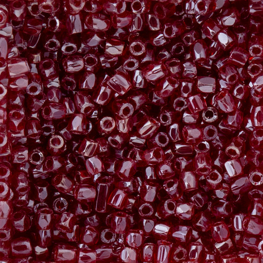 9/0 Czech 3-Cut Seed Beads Transparent Red Luster 13g