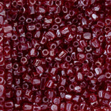 9/0 Czech 3-Cut Seed Beads Transparent Red Luster 13g