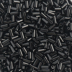 #2 Czech Bugle Beads Opaque Black 25g Bag