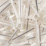 25mm Straight Czech Bugle Beads Silver Lined Crystal 25g Bag