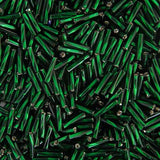 #4 Twisted Czech Bugle Beads Silver Lined Green 25g Bag