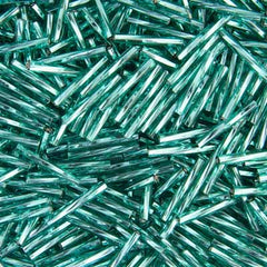 15mm Twisted Czech Bugle Beads Silver Lined Turquoise 25g Bag